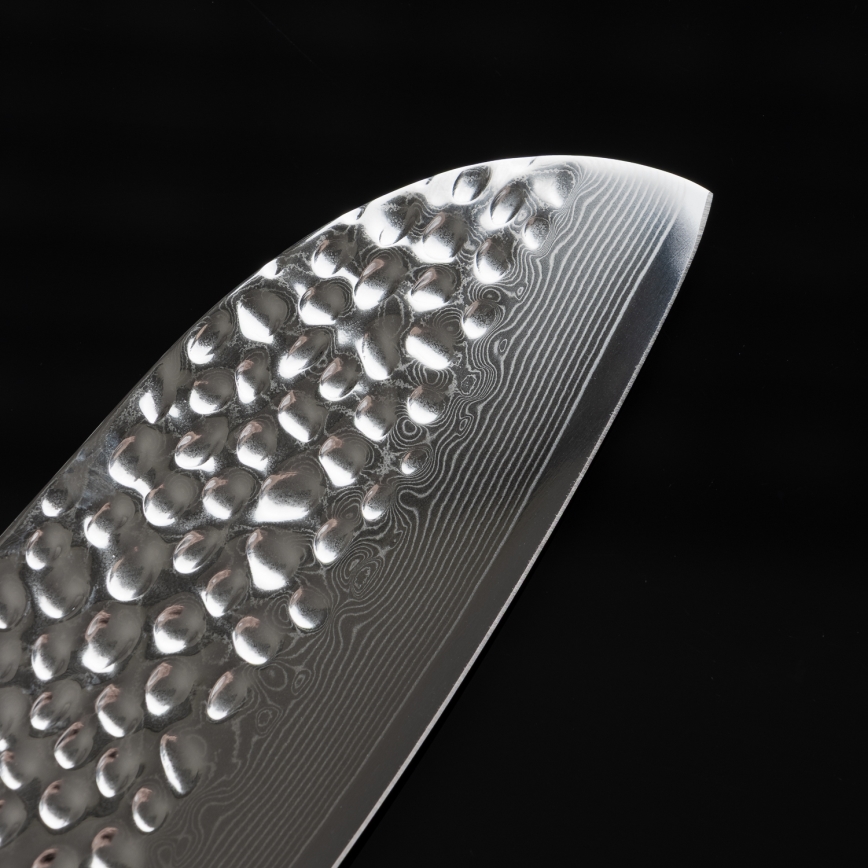 Gudaro - Damasko plieno Santoku virtuvinis peilis MIYABI 7, 67 plieno sluoksnių, ilgis 17,5 cm