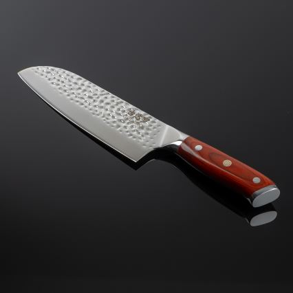 Gudaro - Damasko plieno Santoku virtuvinis peilis MIYABI 7, 67 plieno sluoksnių, ilgis 17,5 cm