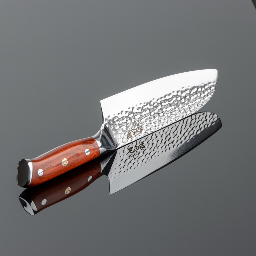 Gudaro - Damasko plieno Santoku virtuvinis peilis MIYABI 7, 67 plieno sluoksnių, ilgis 17,5 cm