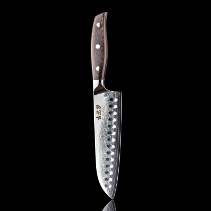 Gudaro - Damaskinis Santoku virtuvinis peilis SHIRO 7, 67 sluoksnių plieno, ilgis 17,5 cm