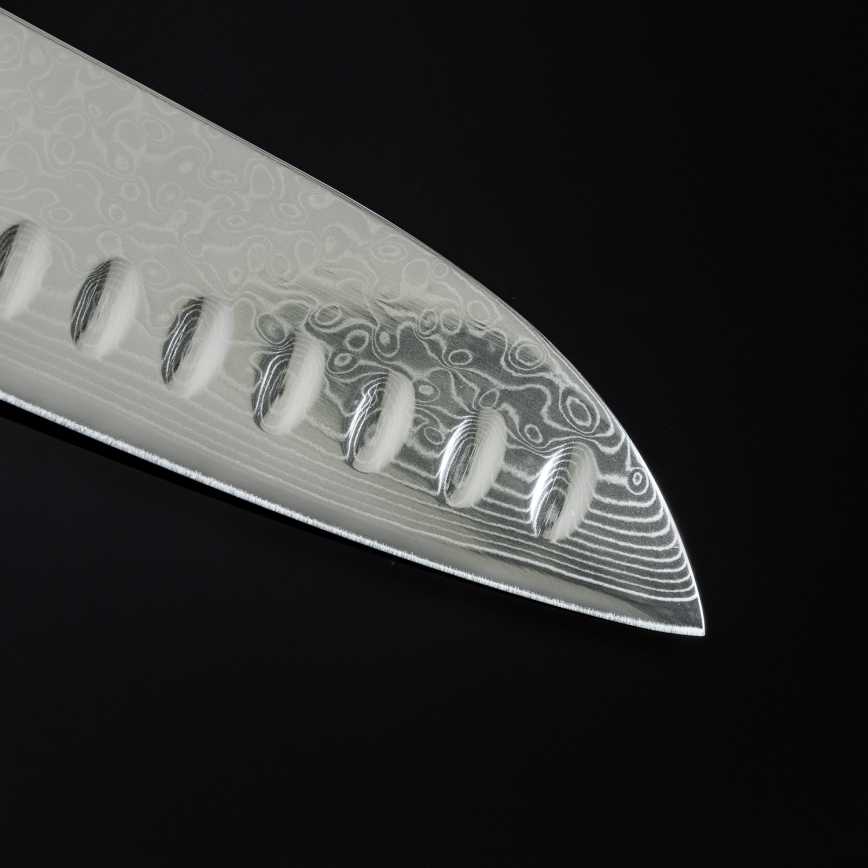 Gudaro - Damaskinis Santoku virtuvinis peilis SHIRO 7, 67 sluoksnių plieno, ilgis 17,5 cm