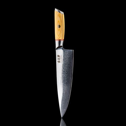 Gudaro - damaskinis šefinis peilis HIKARI 8, iš 67 plieno sluoksnių, ilgis 20 cm