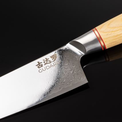 Gudaro - damaskinis šefinis peilis HIKARI 8, iš 67 plieno sluoksnių, ilgis 20 cm