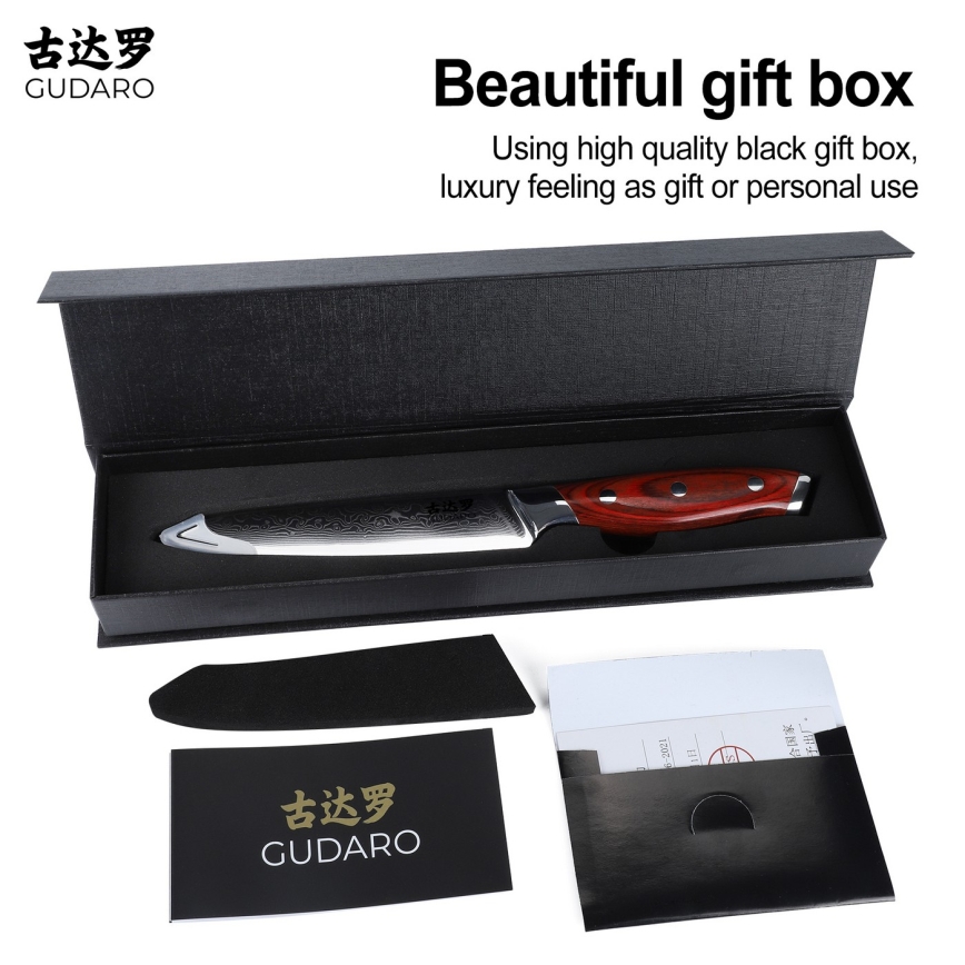 Gudaro - damaskinis universalus virtuvinis peilis KENSHO 5, 67 plieno sluoksnių, ilgis 12,5 cm