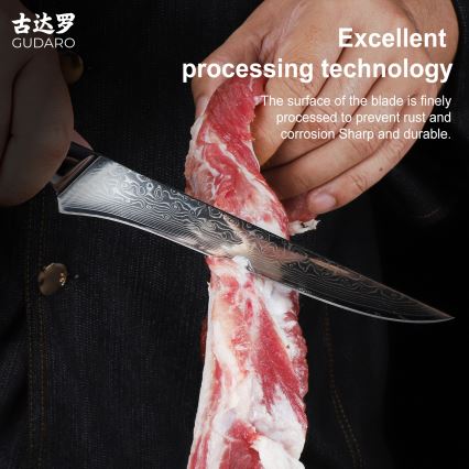 Gudaro - Damasko atkaulinimo peilis KENSHO 6, 67 sluoksnių plieno, ilgis 15 cm