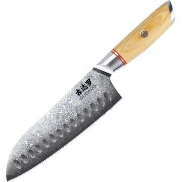 Gudaro - Damasko plieno Santoku virtuvinis peilis HIKARI 7