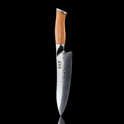 Gudaro - Damasko plieno šefinis peilis TAKUMI 8, 67 sluoksnių, ilgis 20 cm, riešutmedis