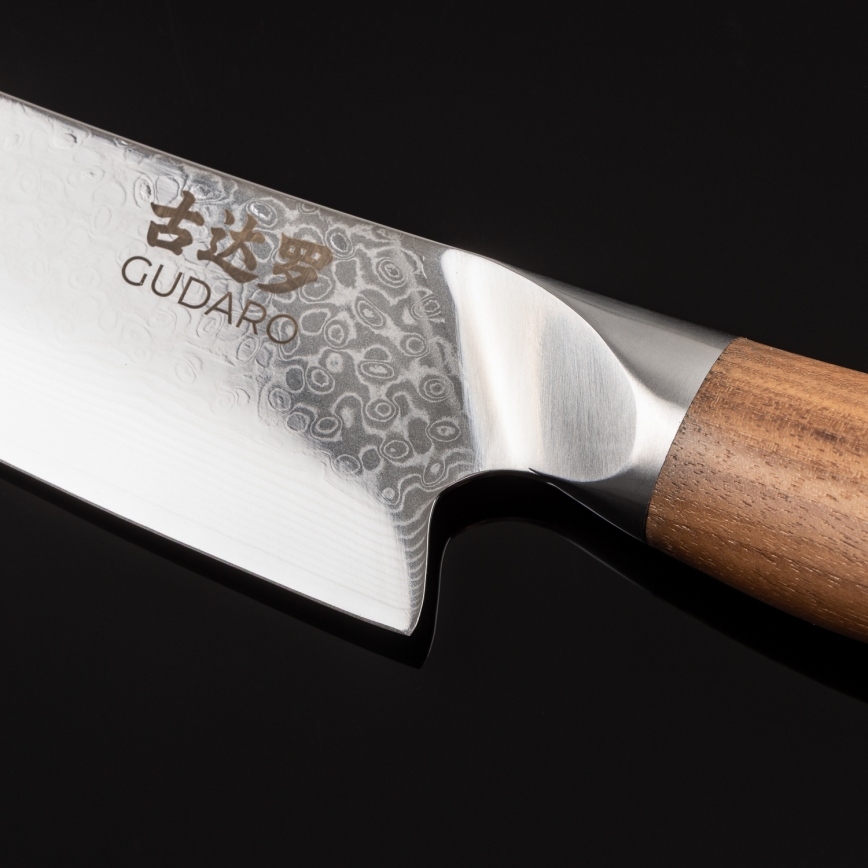 Gudaro - Damasko plieno šefinis peilis TAKUMI 8, 67 sluoksnių, ilgis 20 cm, riešutmedis
