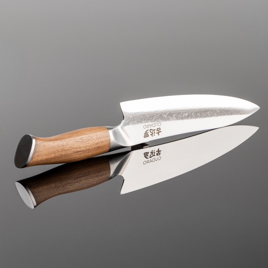 Gudaro - Damasko plieno šefinis peilis TAKUMI 8, 67 sluoksnių, ilgis 20 cm, riešutmedis