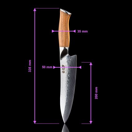 Gudaro - Damasko plieno šefinis peilis TAKUMI 8, 67 sluoksnių, ilgis 20 cm, riešutmedis