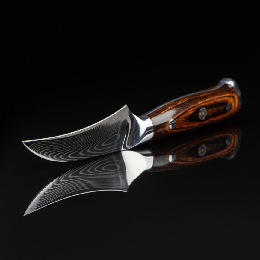 Gudaro - Damasko plieno vaisių peilis FENG 3,5, 67 plieno sluoksnių, ilgis 9,5 cm