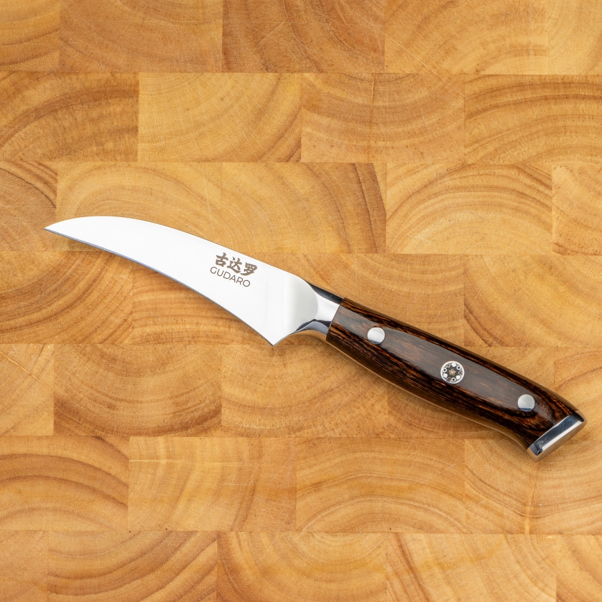 Gudaro - Damasko plieno vaisių peilis FENG 3,5, 67 plieno sluoksnių, ilgis 9,5 cm