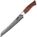 Gudaro - Damasko plieno virtuvinis duonos peilis TAKUMI 8, 67 sluoksnių plieno, ilgis 20 cm, riešutmedis