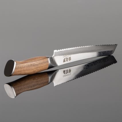 Gudaro - Damasko plieno duonos peilis TAKUMI 8, 67 sluoksnių plieno, ilgis 20 cm, riešutas