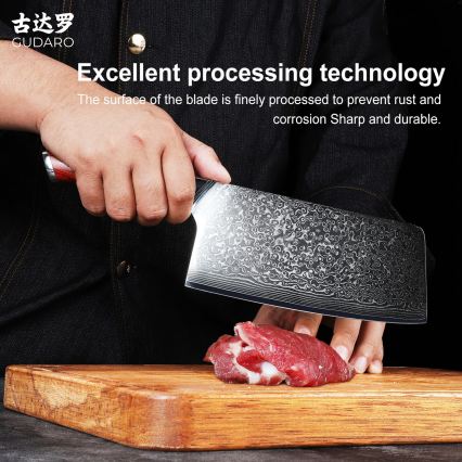 Gudaro - Damasko plieno virtuvinis kapoklis KENSHO 6,5, 67 sluoksnių, ašmenų ilgis 16,2 cm