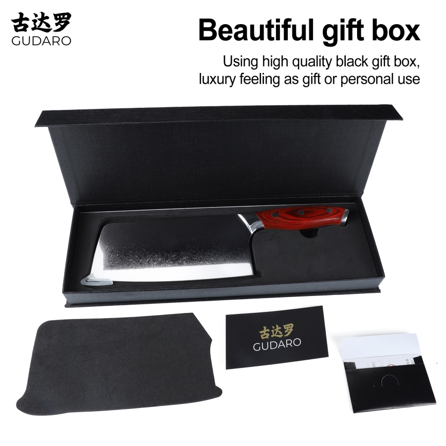 Gudaro - Damasko plieno virtuvinis kapoklis KENSHO 6,5, 67 sluoksnių, ašmenų ilgis 16,2 cm