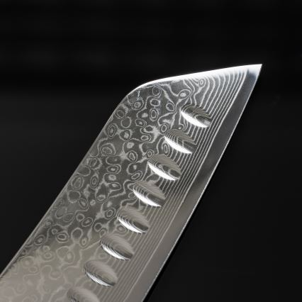 Gudaro - Damaško plieno Santoku virtuvinis peilis TAKUMI 7, 67 plieno sluoksnių, ilgis 17,5 cm, riešutmedis