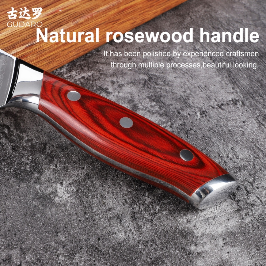 Gudaro - Damasko plieno duonos peilis KENSHO 8, 67 plieno sluoksnių, ilgis 20 cm