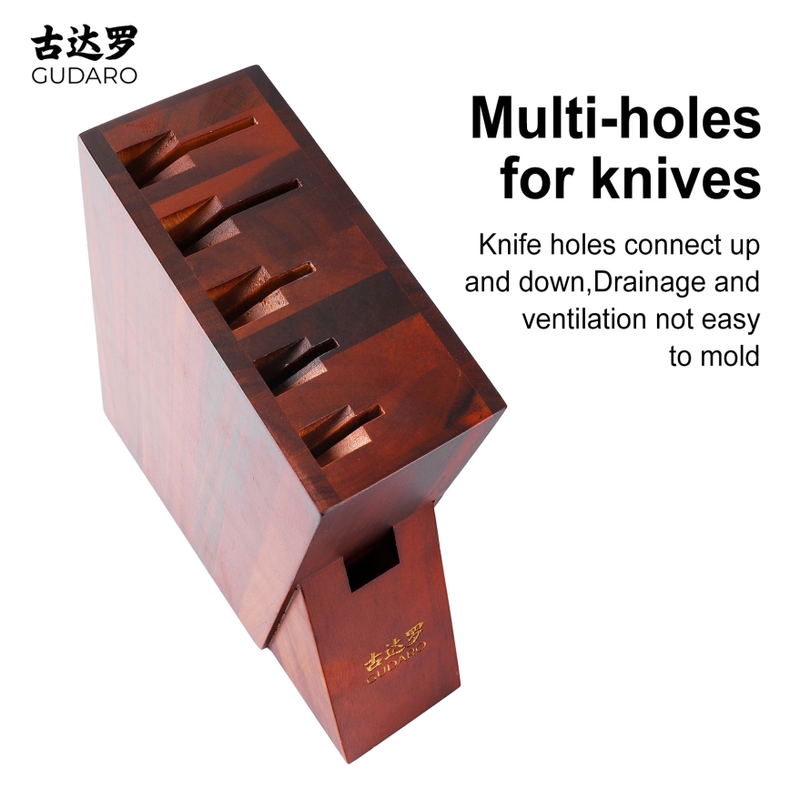 Gudaro - Peilių stovas 25x25x10 cm AKIRA akacija