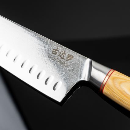 Gudaro rinkinys 5x damaskiniai virtuviniai peiliai HIKARI + peilių stovas ir žirklės paukštienai