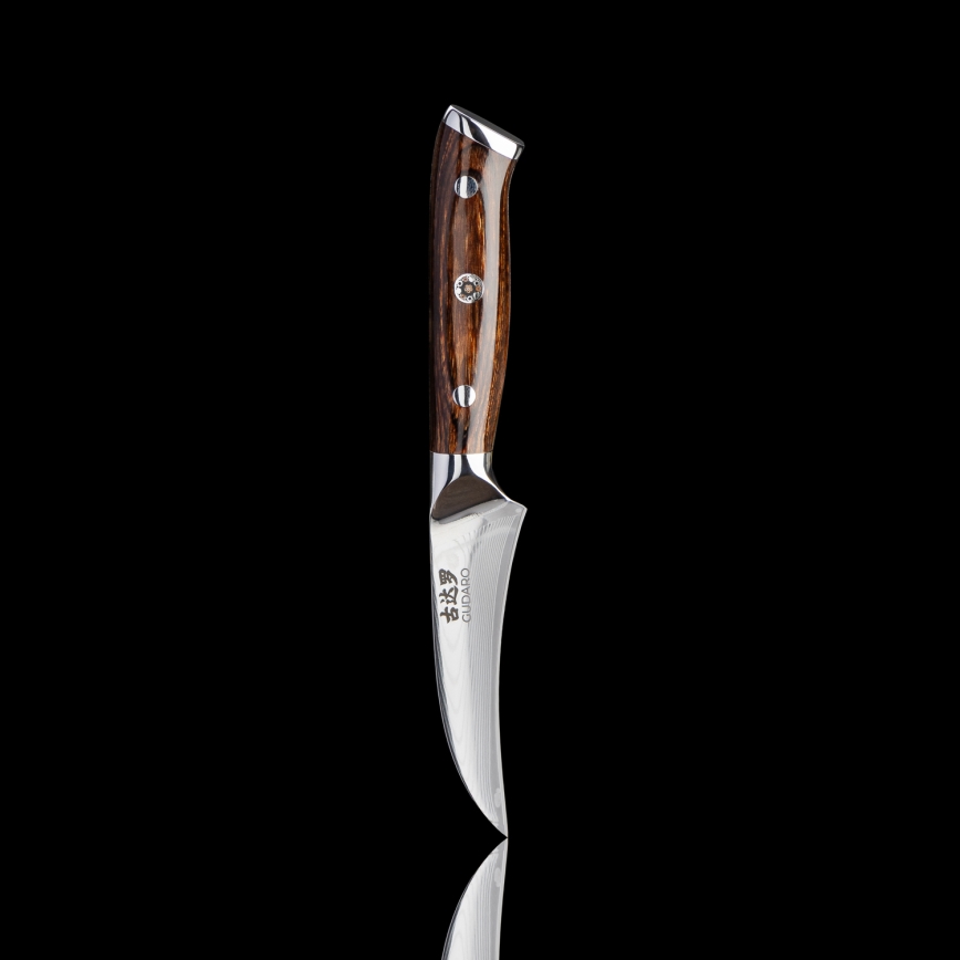 Gudaro - RINKINYS 1x damaskinis šefinis peilis FENG 8, 67 sluoksnių plieno, ilgis 20 cm + 1x damaskinis Santoku virtuvinis peilis FENG 7,5, 67 sluoksnių plieno, ilgis 18 cm + 1x NEMOKAMAI damaskinis vaisių peilis FENG 3,5, 67 sluoksnių plieno, ilg