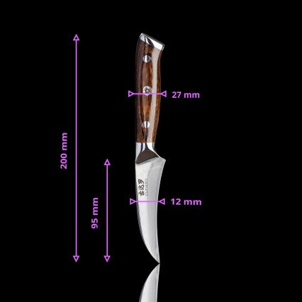 Gudaro - RINKINYS 1x damaskinis šefinis peilis FENG 8, 67 sluoksnių plieno, ilgis 20 cm + 1x damaskinis Santoku virtuvinis peilis FENG 7,5, 67 sluoksnių plieno, ilgis 18 cm + 1x NEMOKAMAI damaskinis vaisių peilis FENG 3,5, 67 sluoksnių plieno, ilg