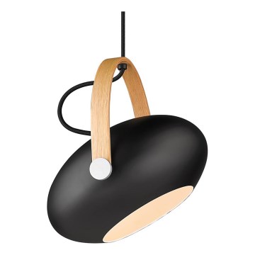 Halo Design 734344 - Pakabinamas šviestuvas ant laido DC 1xE27/40W/230V skers. 26 cm juoda/ąžuolas