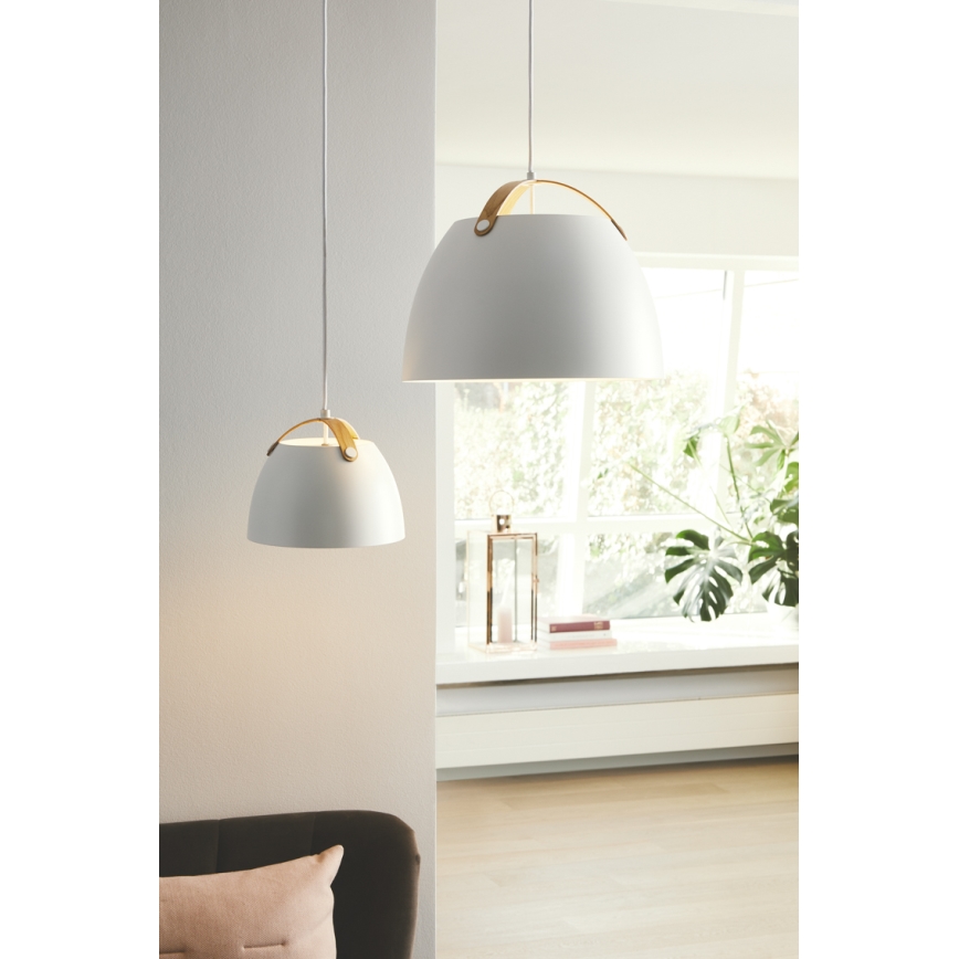 Halo Design 734870 - Pakabinamas šviestuvas ant laido OSLO 1xE27/40W/230V Ø 40 cm balta/ąžuolas