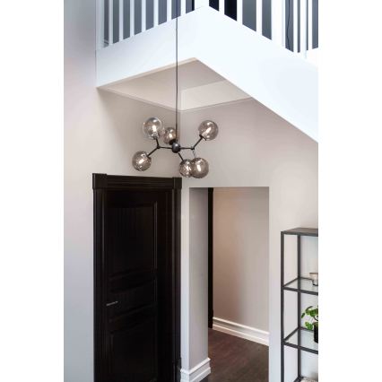 Halo Design 738823 - Pakabinamas šviestuvas ATOM 6xG9/28W/230V skersmuo 57 cm juoda/dūminė juoda