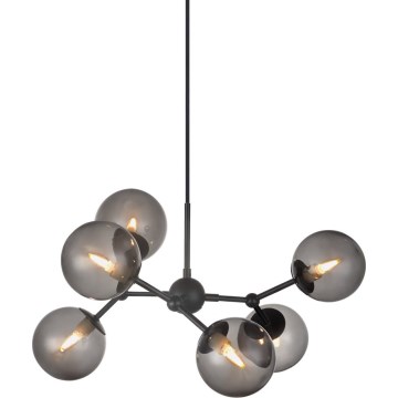 Halo Design 738823 - Pakabinamas šviestuvas ATOM 6xG9/28W/230V skersmuo 57 cm juoda/dūminė juoda