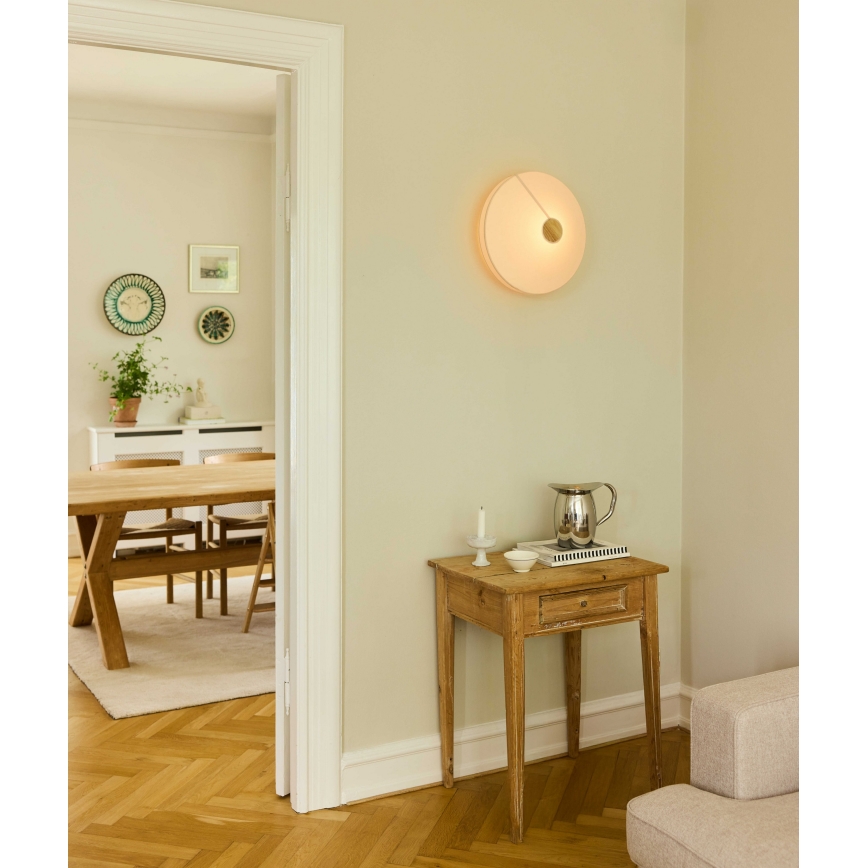 Halo Design 745104 - Sieninis šviestuvas PARIS 1xE27/40W/230V skersmuo 40 cm balta/žalvaris/ąžuolas