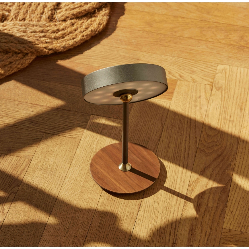 Halo Design 745791 - Įkraunama reguliuojama LED stalinė lempa ON THE MOVE LED/2,5W/4000 mAh pilka/mediena