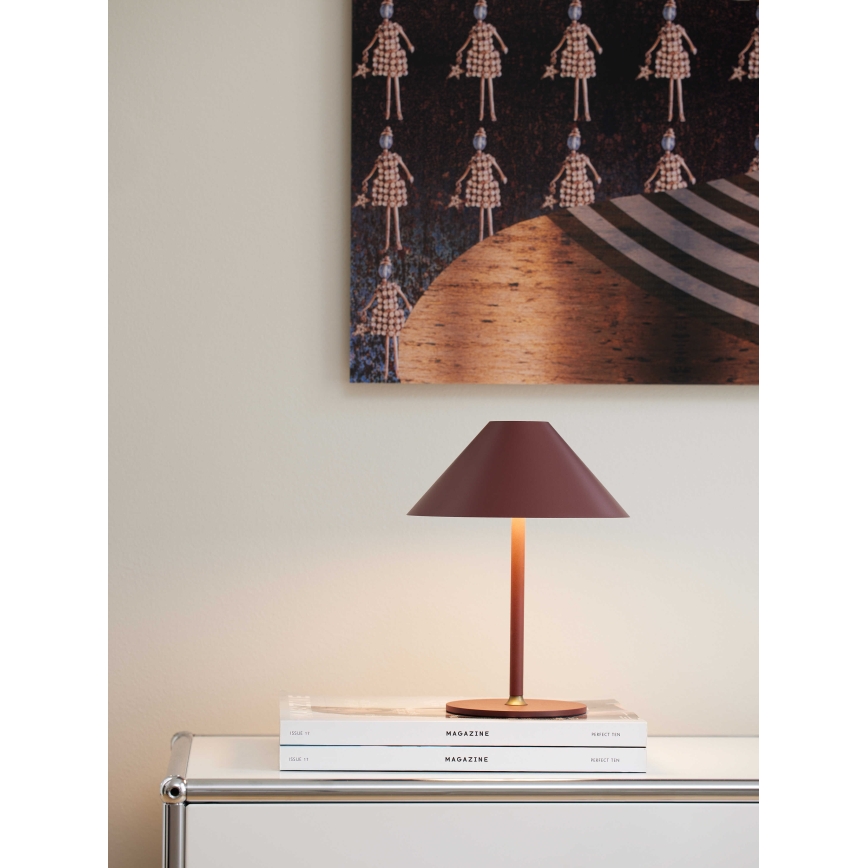 Halo Design 800834 - reguliuojama lauko įkraunama stalinė lempa HYGGE LED/3W/4000 mAh IP54 vyno spalvos