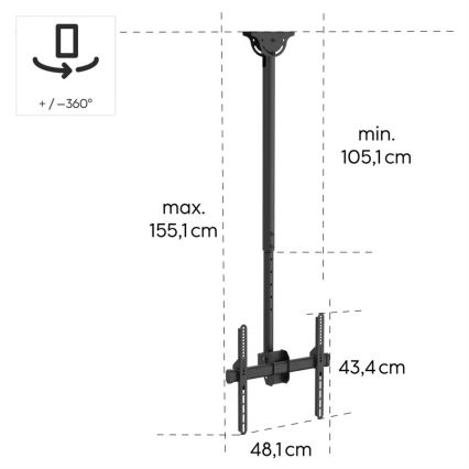 Hama - Lubinis televizoriaus pasukamas laikiklis 32-65" juodas