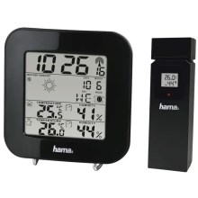 Hama - Meteorologinė stotis su LCD ekranu ir žadintuvu 2xAA juoda
