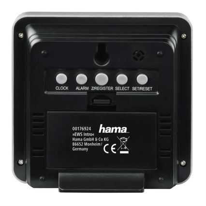 Hama - Orų stotis su LCD ekranu ir žadintuvas 2xAA + 2xAA juoda/pilka