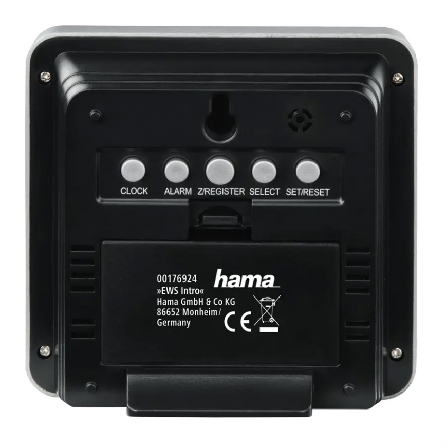 Hama - Orų stotis su LCD ekranu ir žadintuvas 2xAA + 2xAA juoda/pilka