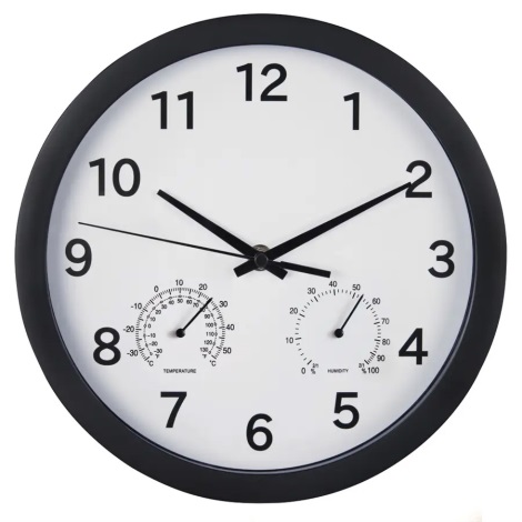 Hama - Sieninis laikrodis su termometru ir drėgmės matuokliu 1xAA juoda/balta