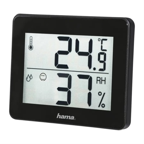 Hama - Vidinis termometras su drėgmės matuokliu 1xCR2025 juodas