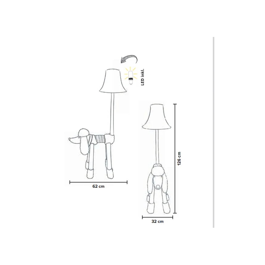 Happy Lamps - LED Vaikiškas toršeras BELLO LED/5,4W/230V pudelis