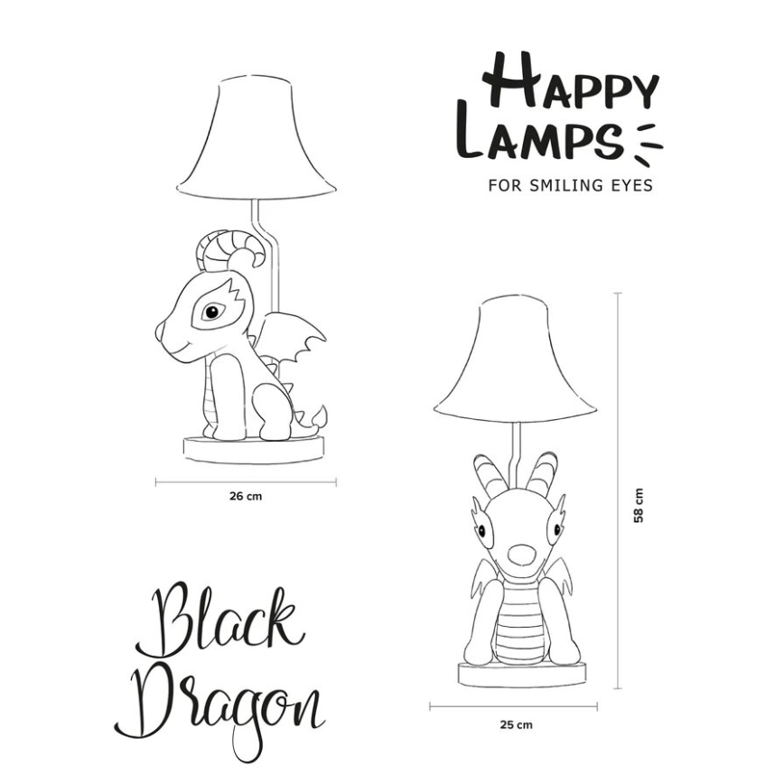 Happy Lamps - Vaikiškas LED stalinis šviestuvas BLACK DRAGOON LED/5,4W/230V drakonas
