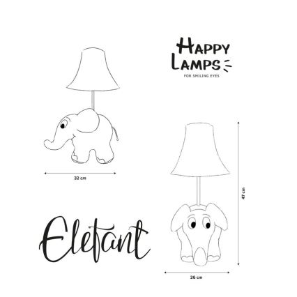 Happy Lamps - Vaikiškas LED stalinis šviestuvas DRAMBLYS LED/5,4W/230V dramblys