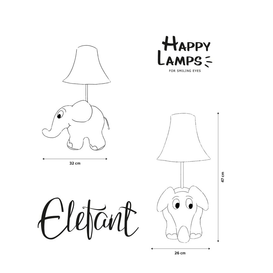 Happy Lamps - Vaikiškas LED stalinis šviestuvas DRAMBLYS LED/5,4W/230V dramblys