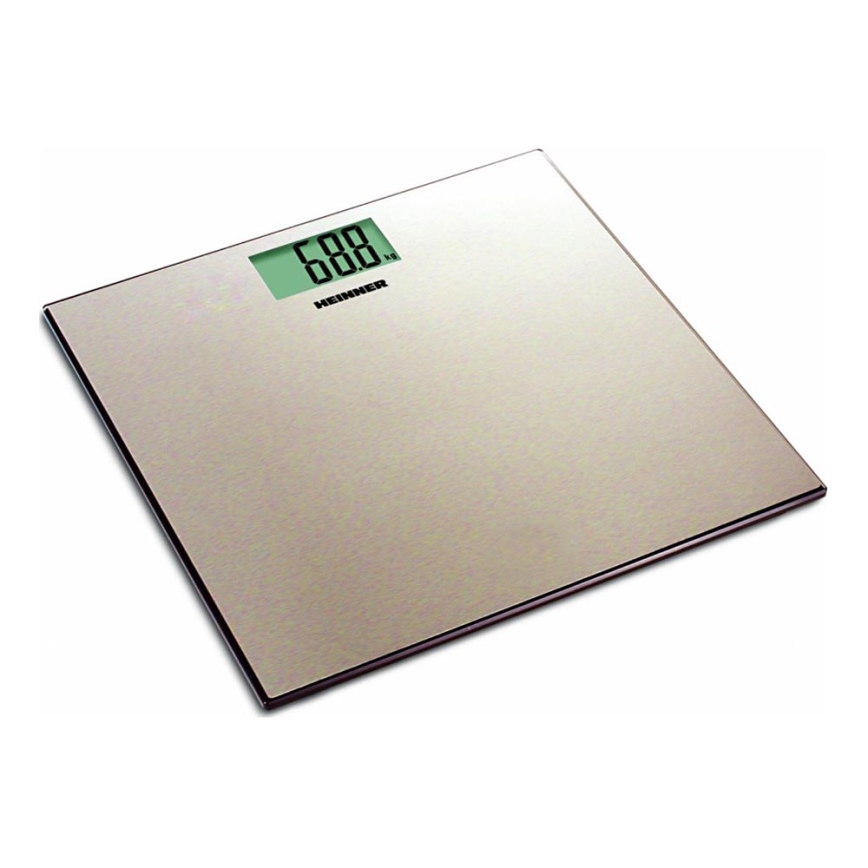 Heinner HBS-180SSGD - skaitmeninė asmeninė svarstyklė, nerūdijančio plieno, maitinama 2×AAA