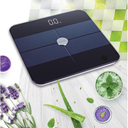 Heinner HBS-BTH180BK - Skaitmeninė asmeninė svarstyklė 2xAAA juoda/mėlyna