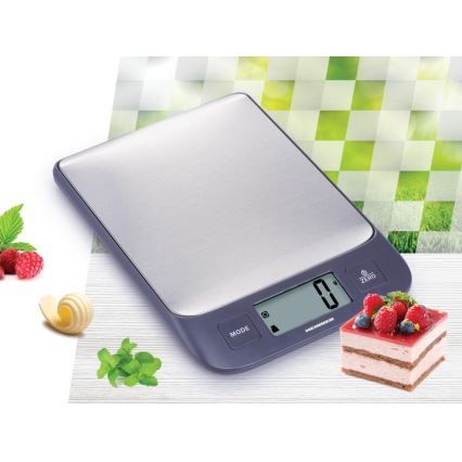 Heinner HKS-5IXBK - Skaitmeninė virtuvinė svarstyklė, 2xAAA, pilka su matiniu chromu