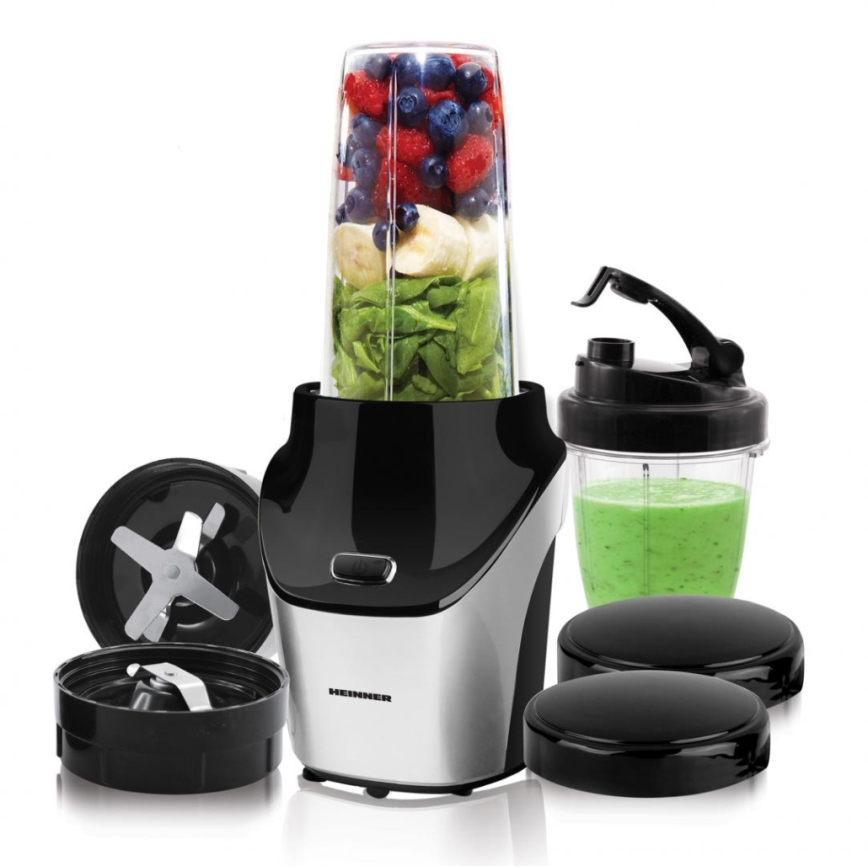 Heinner HSB-T1000SS - Smoothie Nutri trintuvas 1000W/230V matinis chromas/juoda