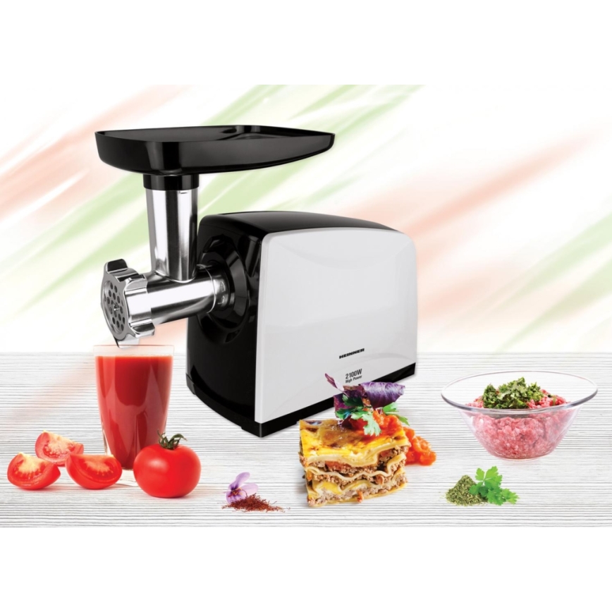 Heinner MG-2100BKWH - Mėsos malūnėlis 2100W/230V juoda/balta