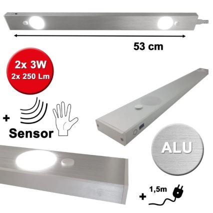 HiLite - LED virtuvės šviestuvas, kabinamas po spintele su jutikliu BERN 2xLED/3W/230V 4000K