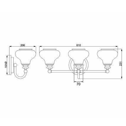 Hinkley - LED Sieninis vonios šviestuvas AINSLEY 3xG9/3W/230V IP44